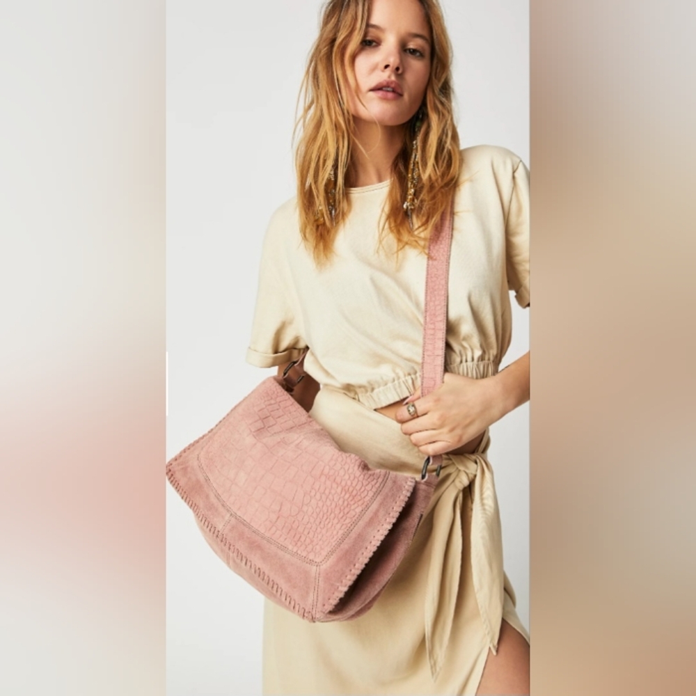 Free People Sandino Brown Chocolate Suede Messenger Bag